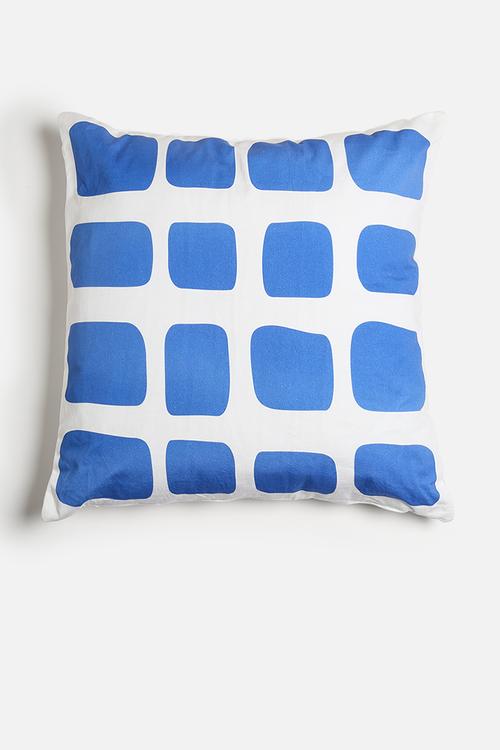 Blue squares printed cushion