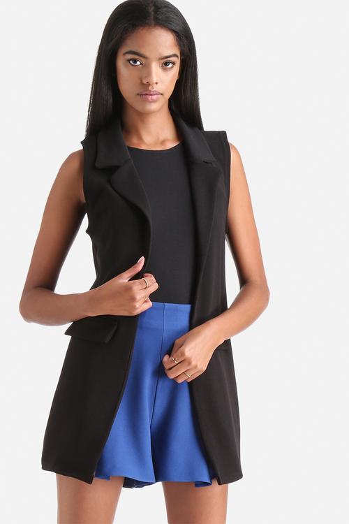 Double Pocket Sleeveless Blazer