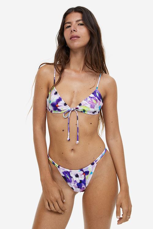 Tanga bikini bottoms - purple/floral