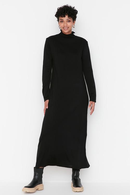 Wrap maxi knit dress - black