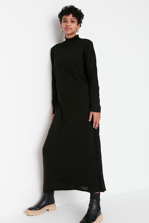 Modest sweater dress - black