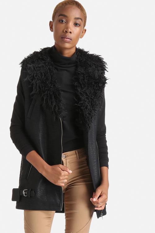 Sleeveless Leatherette Jacket