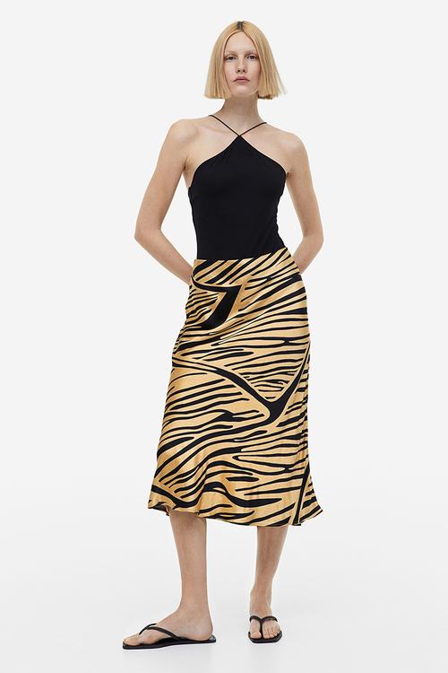 Flared skirt - beige/tiger striped
