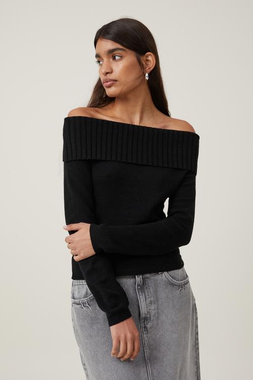 Everfine Off The Shoulder Pullover - Black