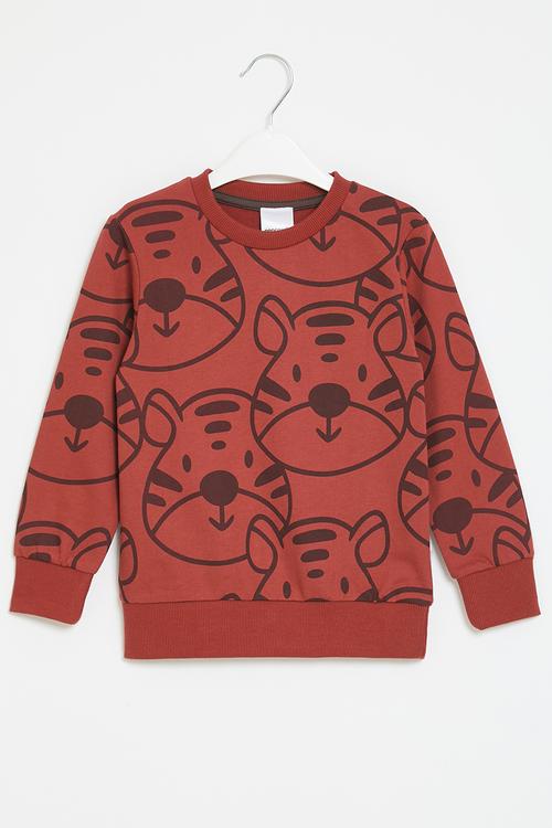 Printed sweat top - red