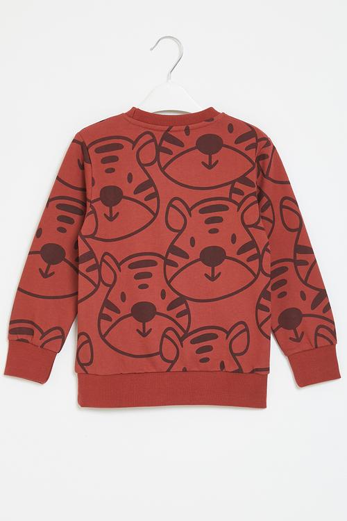 Printed sweat top - red
