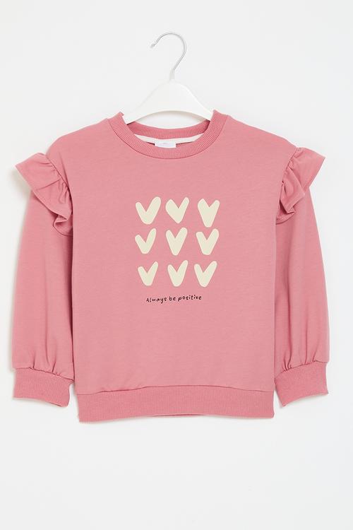 Frilled sweat top - pink