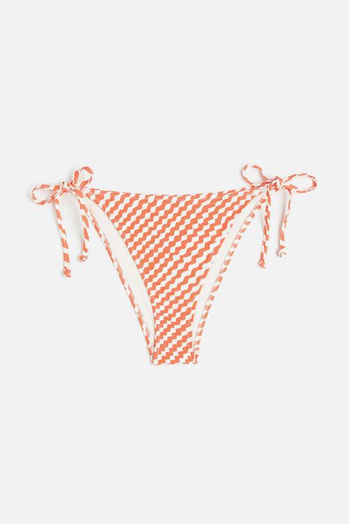 Tie tanga bikini bottoms - red/patterned