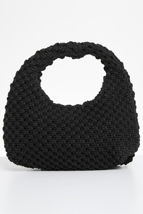 Crochet mini shoulder bag - black