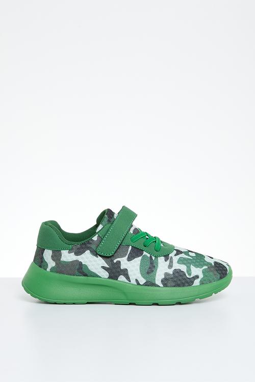 Adjustable fastener strap sneakers - camo green