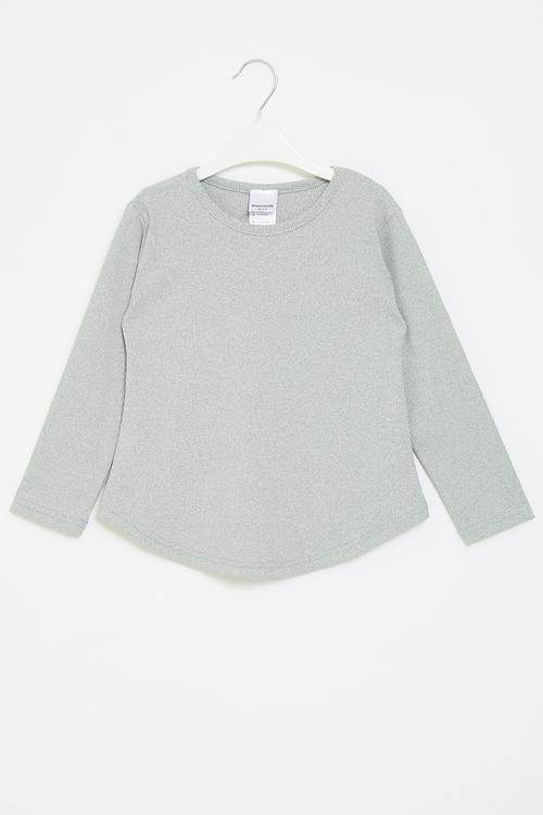 Curve hem long sleeve tee - grey