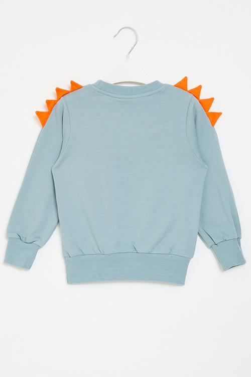 Printed sweat top - light blue & orange