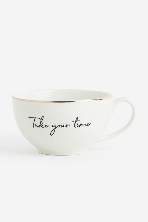 Porcelain cup - white/take your time