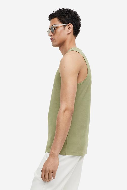 Slim fit ribbed vest top - khaki green