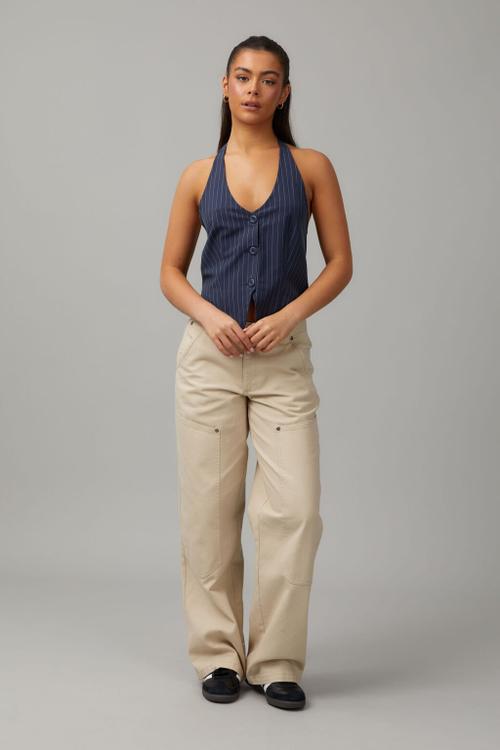 Woven Halter Vest - Pinstripe