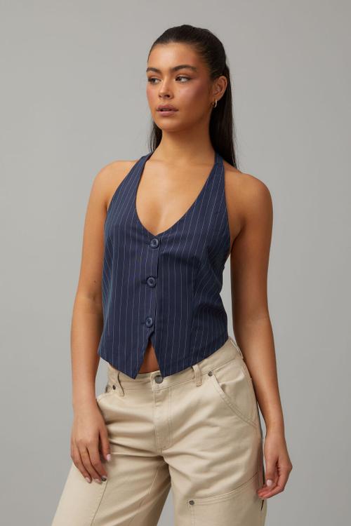Woven Halter Vest - Pinstripe