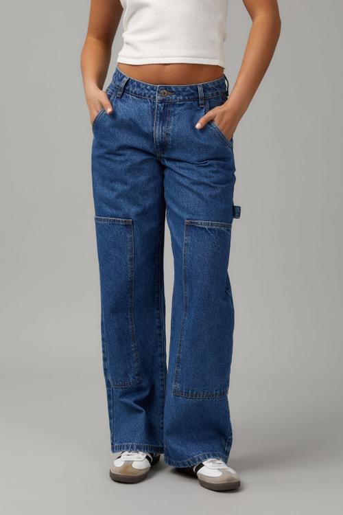 Laine denim worker pant - mid blue