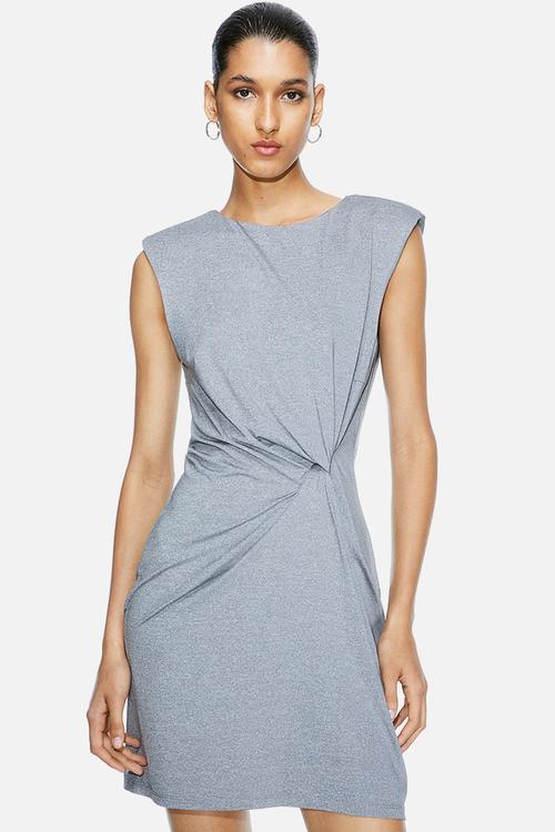 Twist-detail dress - grey marl