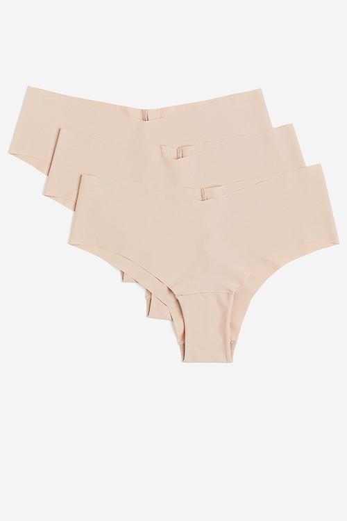 3 Pack invisible hipster briefs - beige