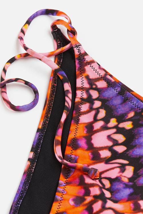Tie tanga bikini bottoms - black/patterned