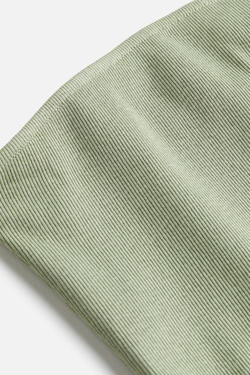 Ribbed bandeau dress - light khaki green