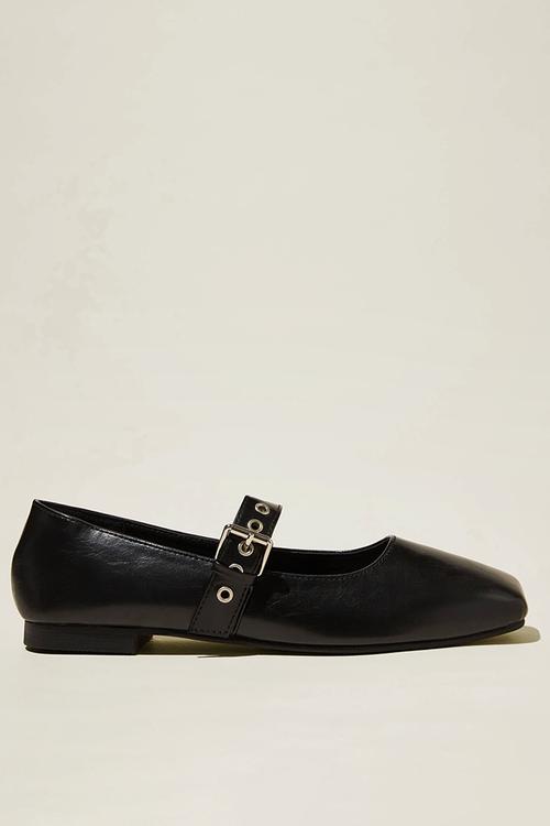 Gia square mary jane ballet - black vegan leather