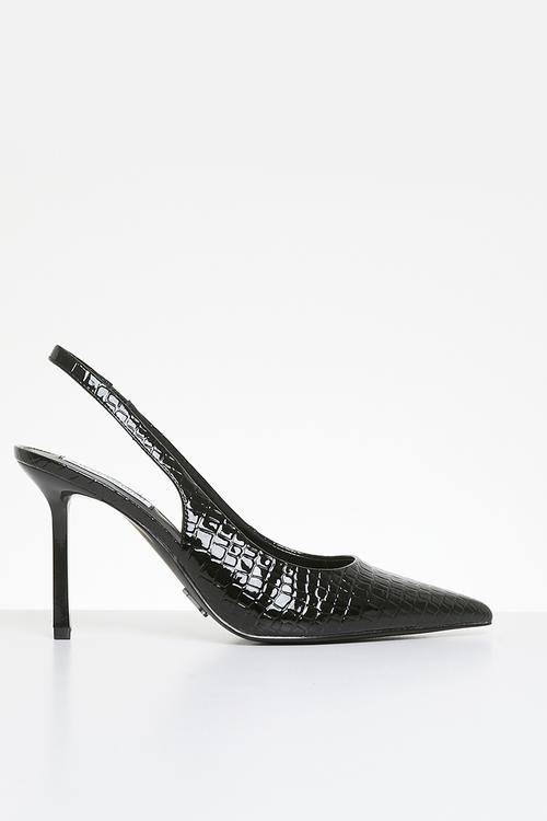 Soiree slingback court - black moc croc