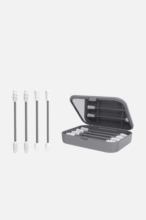 GLAM Beauty - Reusable Swabs - 4 Piece with Mirror - Grey