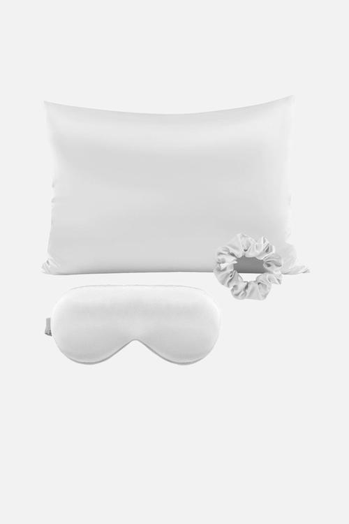 3 Piece Satin Beauty Sleep Set - White