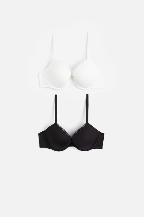 2 Pack microfibre push-up bras - black & white 