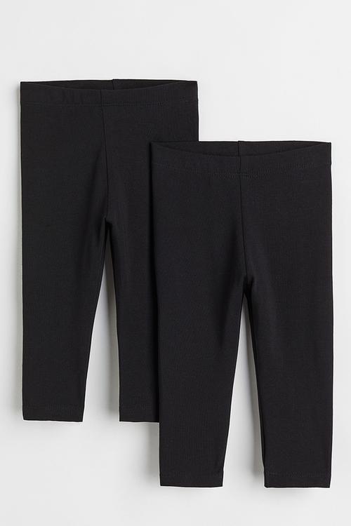 2-pack cotton leggings - Black