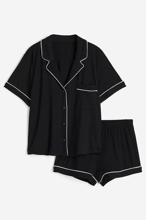 Pyjama shirt and shorts - Black