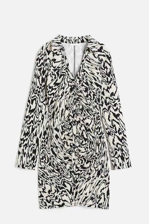 Draped shirt dress - white