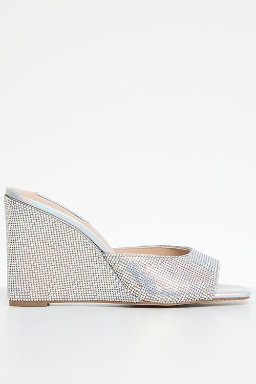 Evoke-r wedge mule - silver