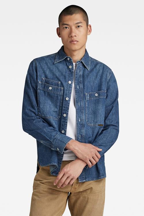 Nimes regular shirt long sleeve asinart 8oz denim - faded noosa blue