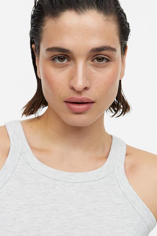 Ribbed vest top - light grey marl