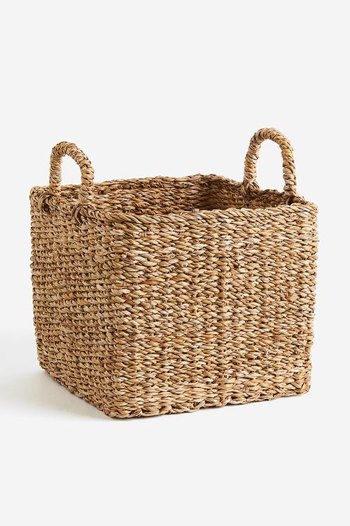 Braided storage basket - beige