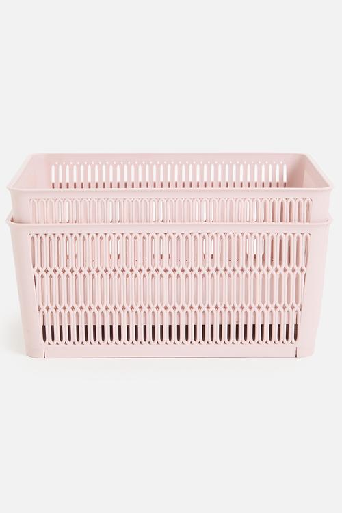 Meshy storage basket set of 2 - pink