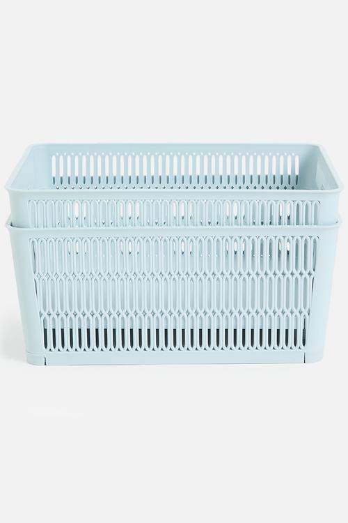Meshy storage basket set of 2 - blue