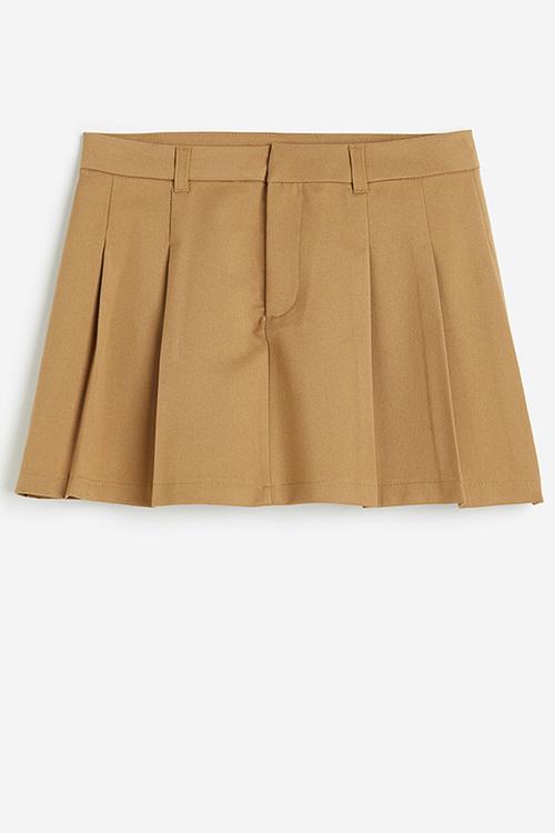 Pleated a-line skirt - beige