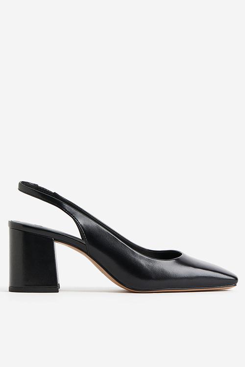 Block-heeled slingbacks - black
