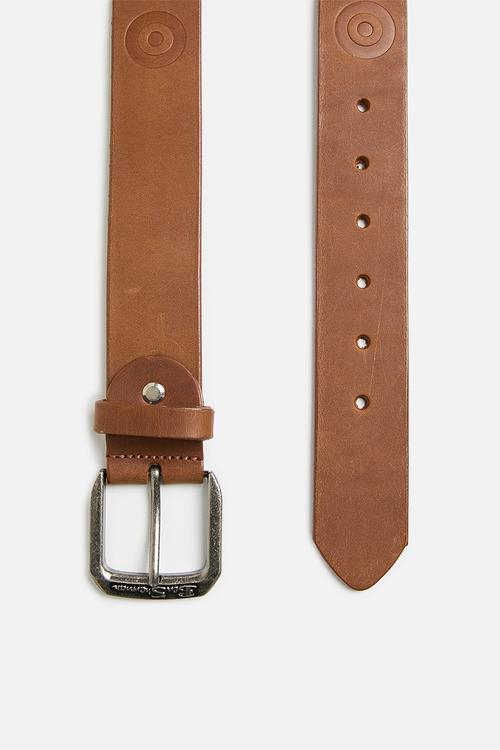Target emboss leather belt - tan
