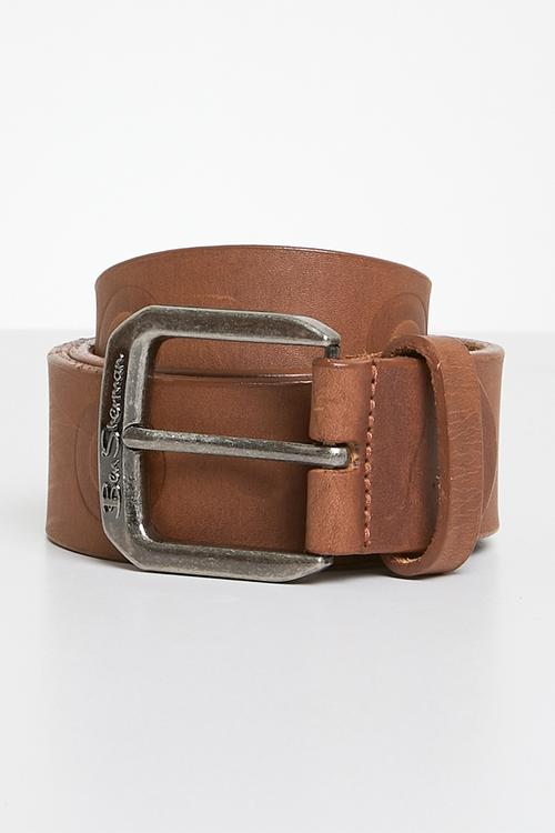 Target emboss leather belt - tan