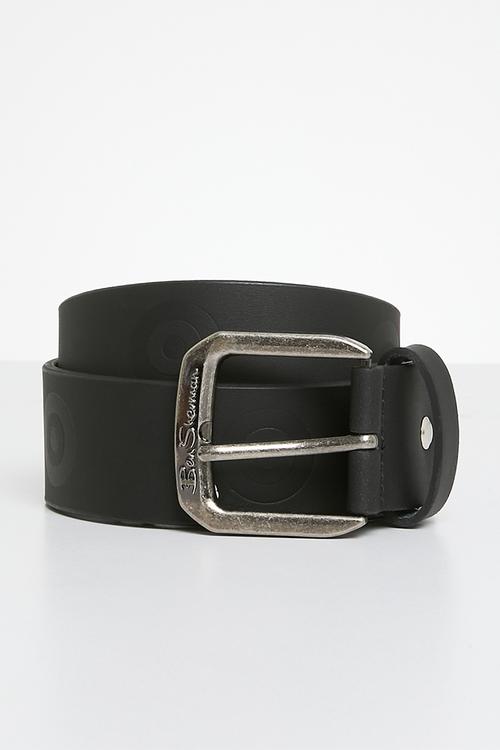 Target emboss leather belt - black
