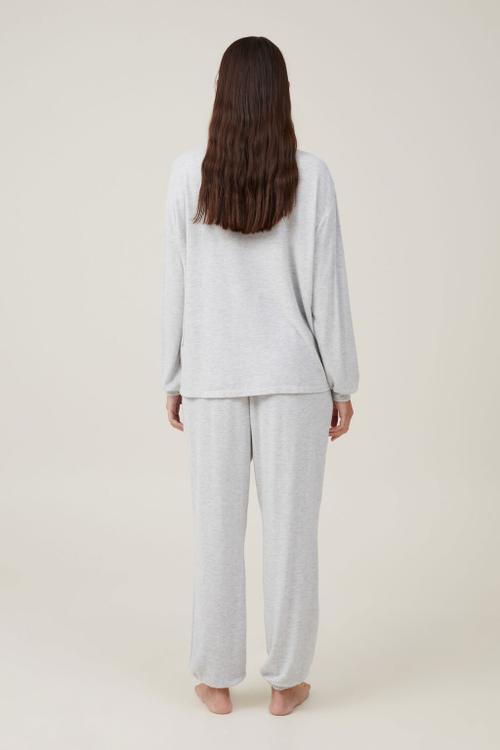 Super Soft Long Sleeve Top - Light Grey Marle