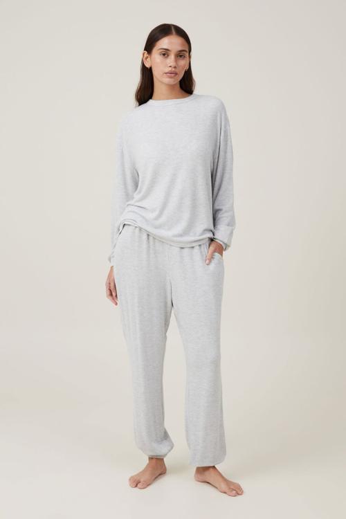Super Soft Long Sleeve Top - Light Grey Marle