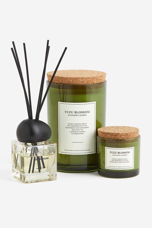 Large cork-lid scented candle - green