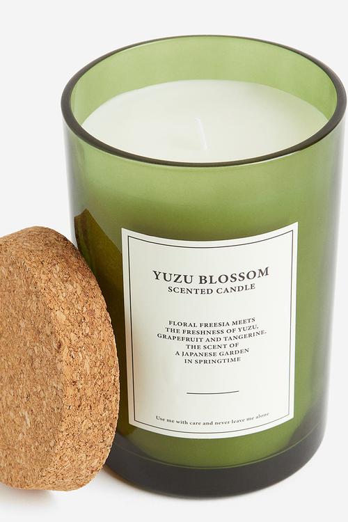 Large cork-lid scented candle - green