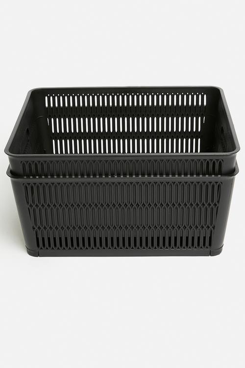 Meshy storage basket set of 2 - black
