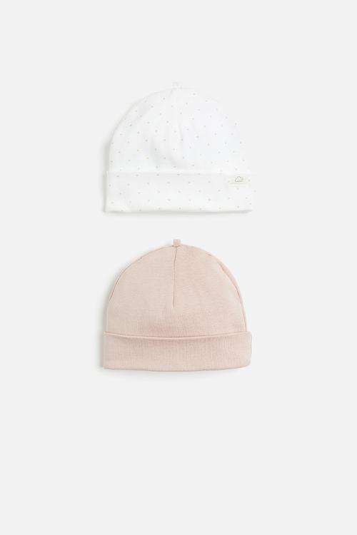 2 Pack cotton hats - pink & white